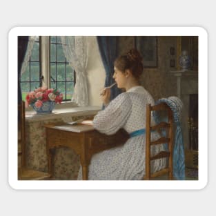 Straying Thoughts by Edmund Leighton Sticker